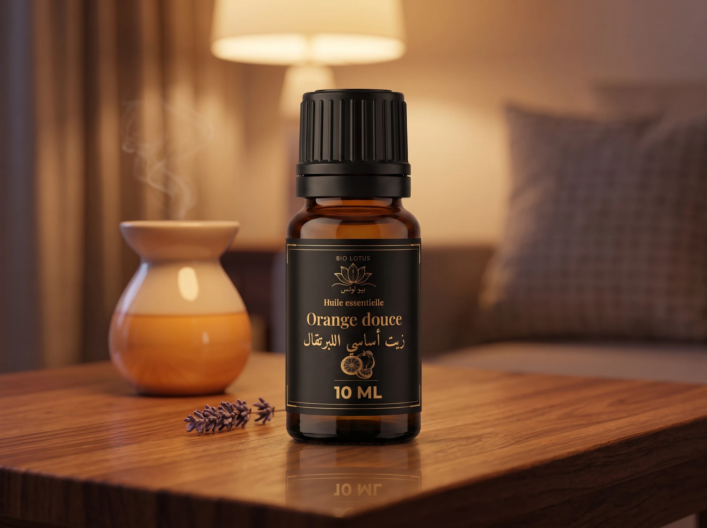 نشر عطري لزيت البرتقال الحلو من بيو لوتس مع غصن لافندر